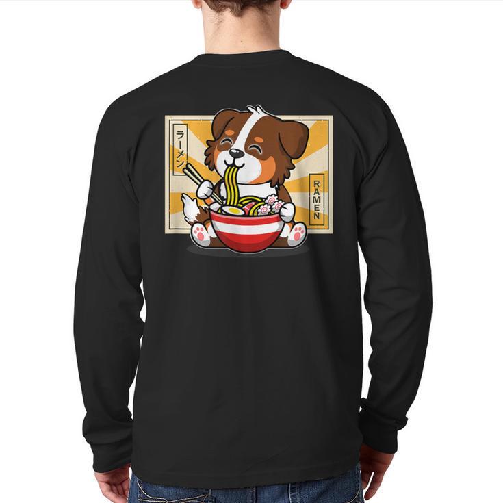 Red Australian Shepherd Back Print Long Sleeve T-shirt