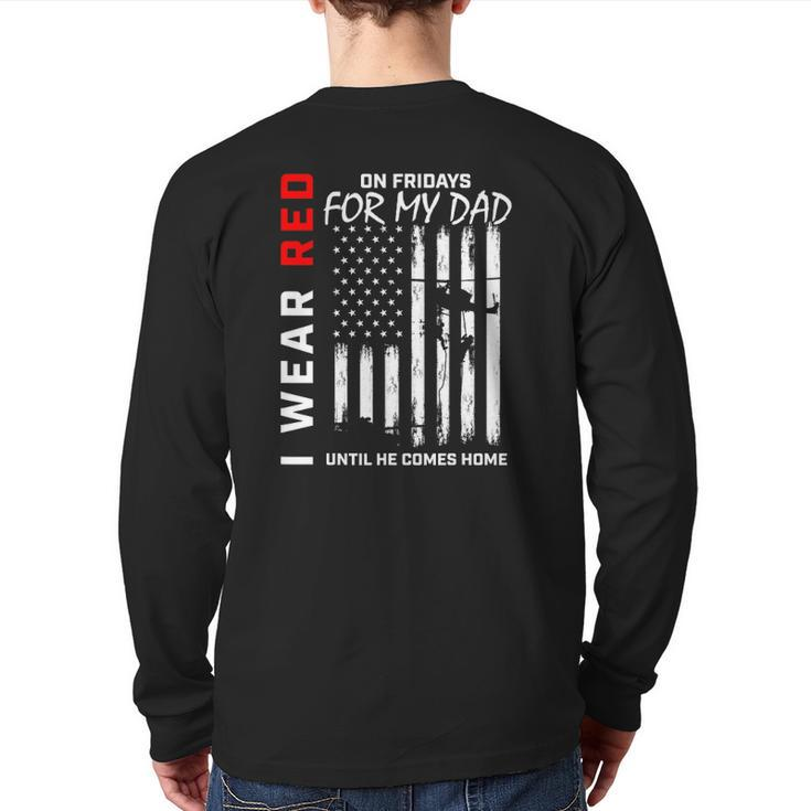 Red On Friday Dad Military Remember Everyone Deployed Flag Back Print Long Sleeve T-shirt