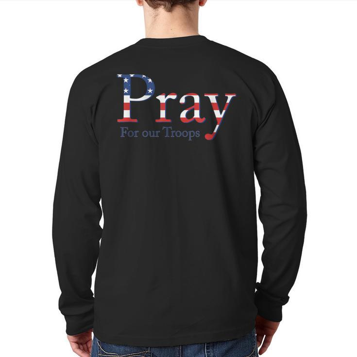 Red Friday Military Patriotic Pray For Our Troops Deployed Back Print Long Sleeve T-shirt