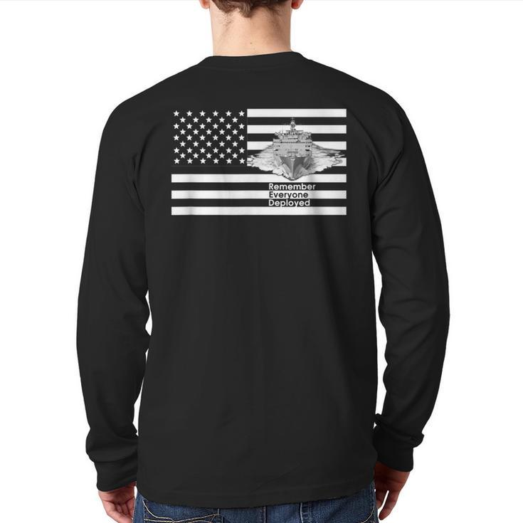 Red Friday Military Remember Everyone Deployed Flag Ship Back Print Long Sleeve T-shirt