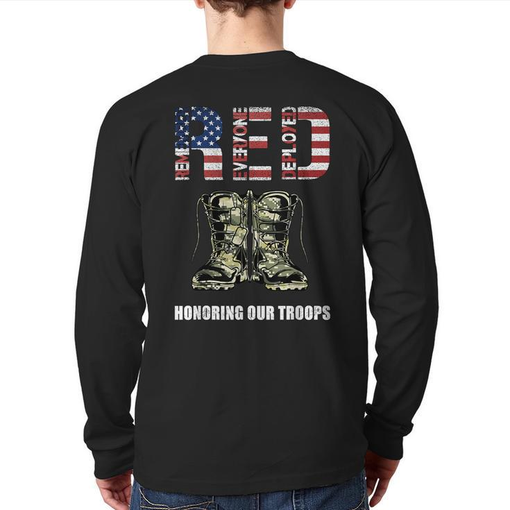 Red Friday Military Veteran Honoring Our Troops Back Print Long Sleeve T-shirt