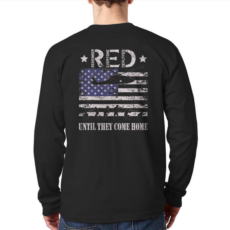 Red Friday Remember Everyone Deployed Military Army Veteran Back Print Long Sleeve T-shirt