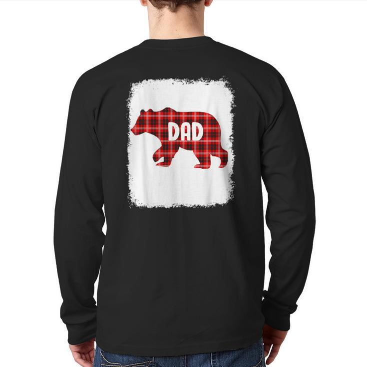 Red Plaid Dad Buffalo Matching Family Papa Pajama Christmas Back Print Long Sleeve T-shirt