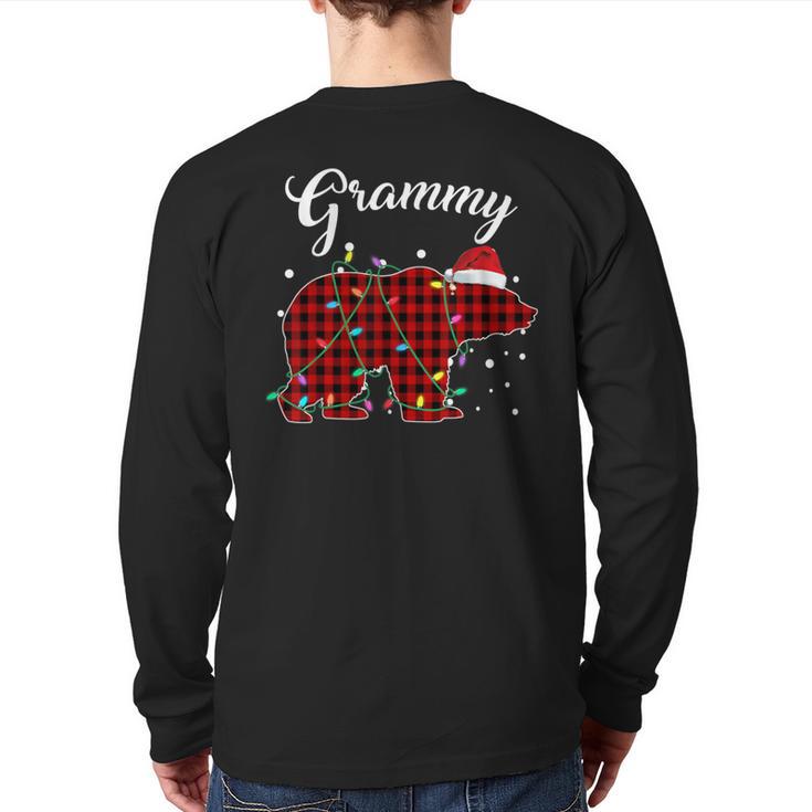 Red Plaid Grammy Bear Matching Buffalo Pajama Back Print Long Sleeve T-shirt