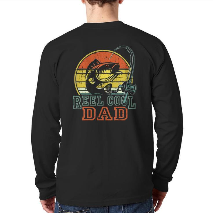 Reel Cool Dad Fisherman Mens Vintage Fishing Back Print Long Sleeve T-shirt