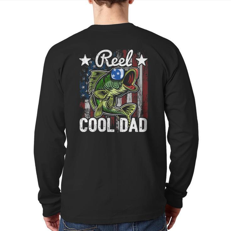 Reel Cool Dad Fishing American Flag Father's Day Gif Back Print Long Sleeve T-shirt