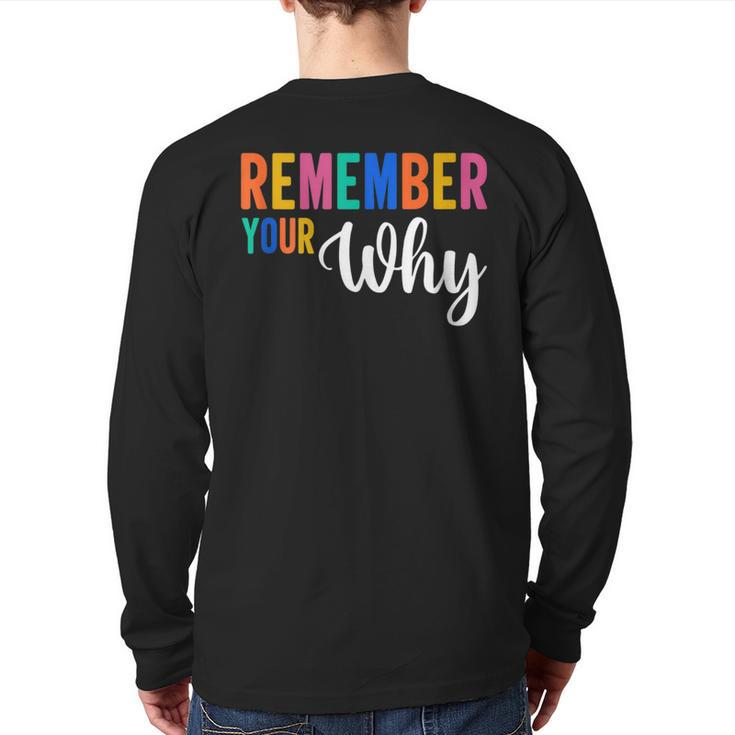 Remember Your Why Motivational Gym Fitness Workout Quote Back Print Long Sleeve T-shirt