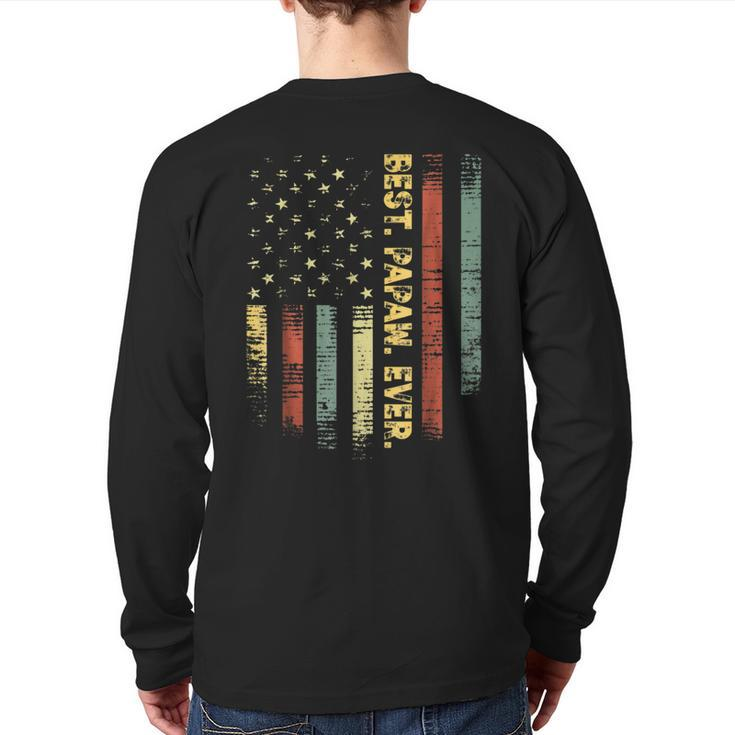 Retro Best Papaw Ever Vintage American Flag T For Dad Back Print Long Sleeve T-shirt