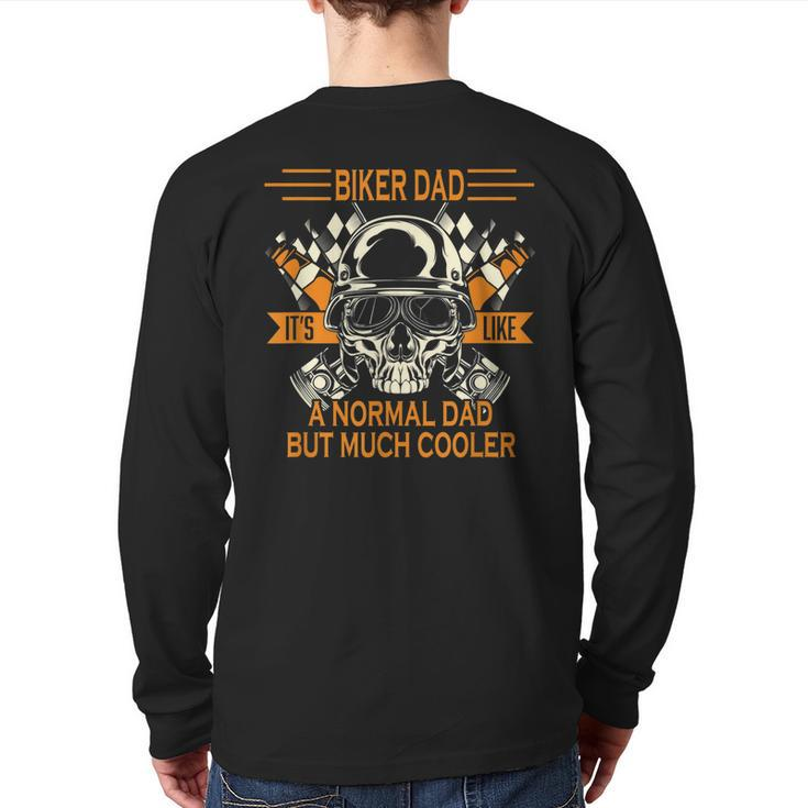 Retro Biker Dad Motorcycle Father's Day For Biker Back Print Long Sleeve T-shirt
