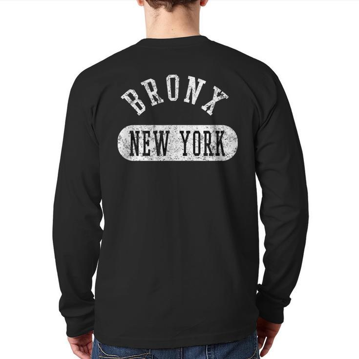 Retro Cool Vintage Bronx New York Distressed College Style Back Print Long Sleeve T-shirt