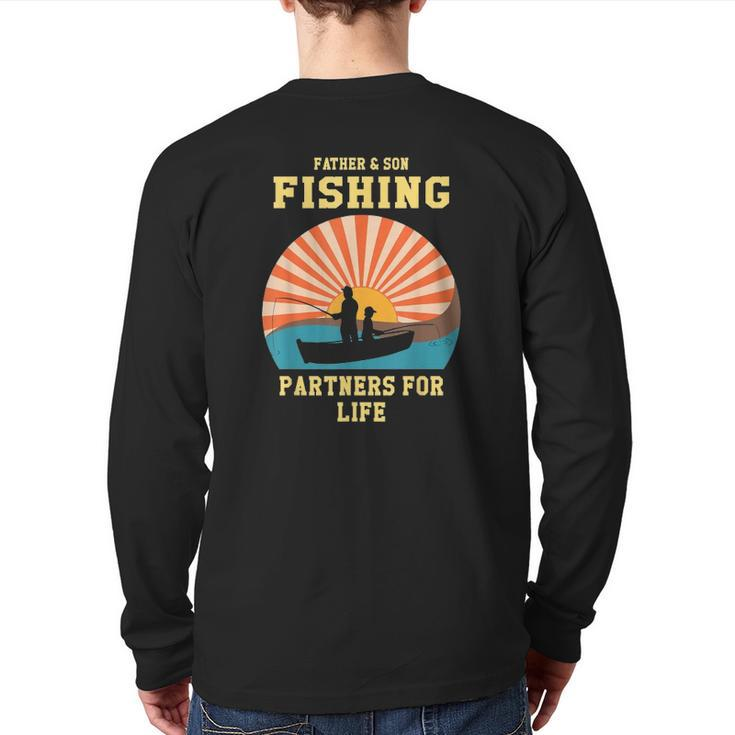 Retro Father Son Fishing Partners For Life Matching Back Print Long Sleeve T-shirt