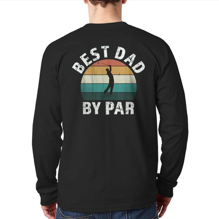 Retro Golfer Dad Fun Vintage Sunset Father Playing Golf Pun Back Print Long Sleeve T-shirt