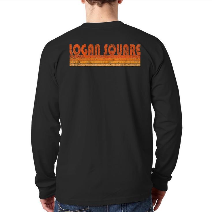 Retro Grunge Logan Square Chicago Back Print Long Sleeve T-shirt