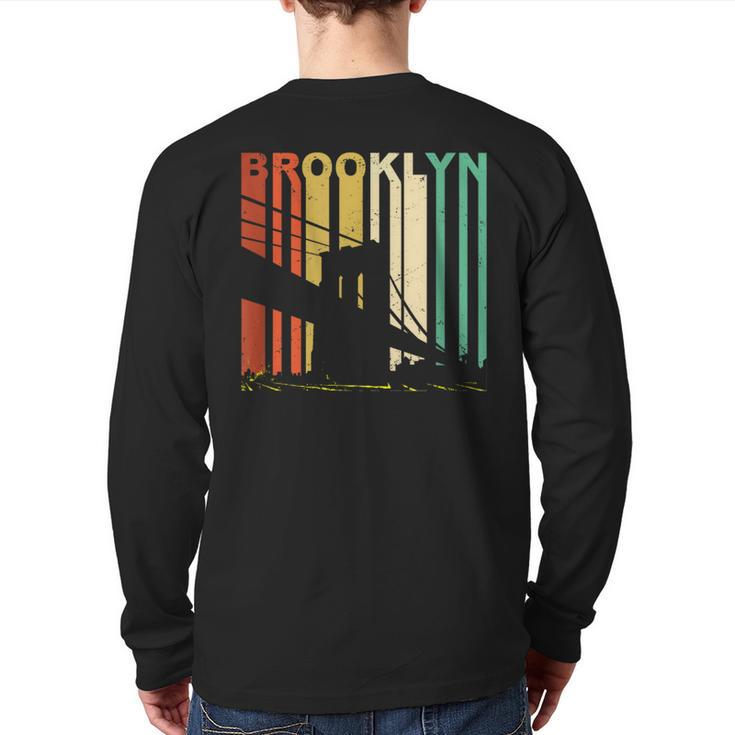 Retro New York Brooklyn Bridge Vintage City Skyline Nyc Ny Back Print Long Sleeve T-shirt