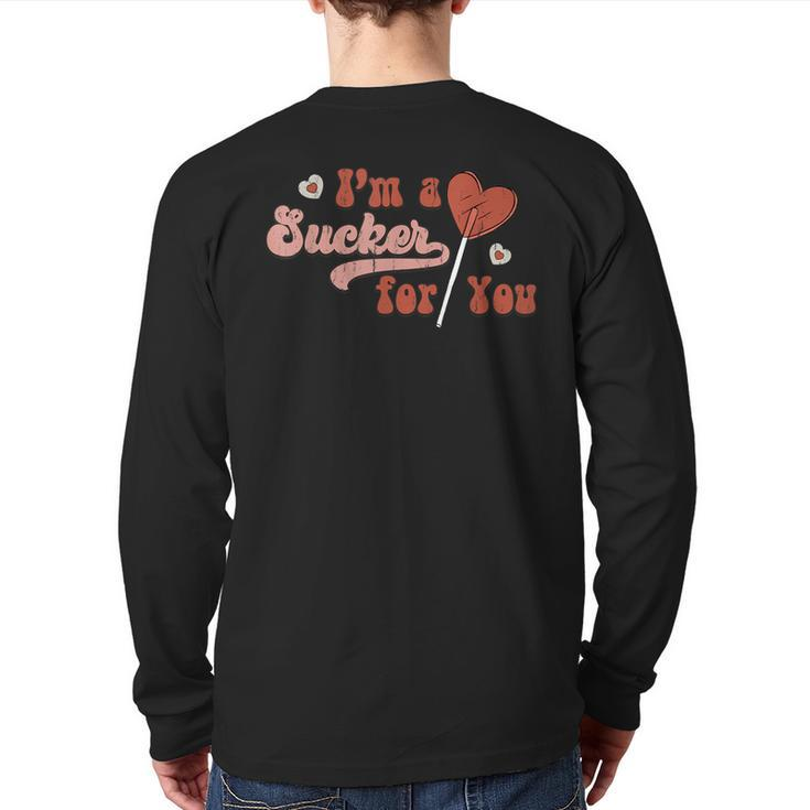 Retro Im A Sucker For You Couple Matching Valentine Back Print Long Sleeve T-shirt