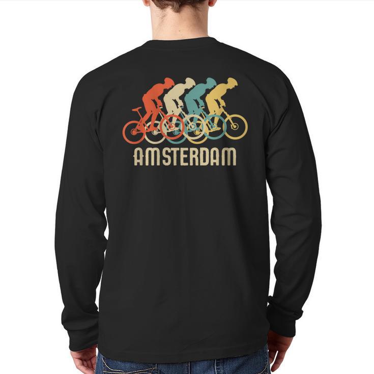 Retro Vintage Bike Amsterdam T Back Print Long Sleeve T-shirt