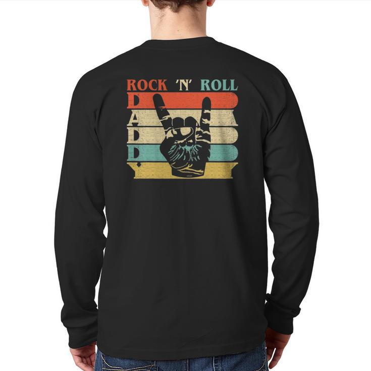 Retro Vintage Daddy Rock N Roll Heavy Metal Dad Back Print Long Sleeve T-shirt