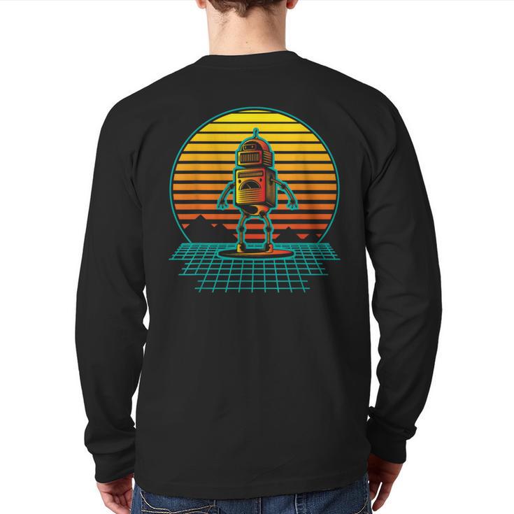 Retro Vintage Robot Robots Robotics Engineer Engineering Back Print Long Sleeve T-shirt