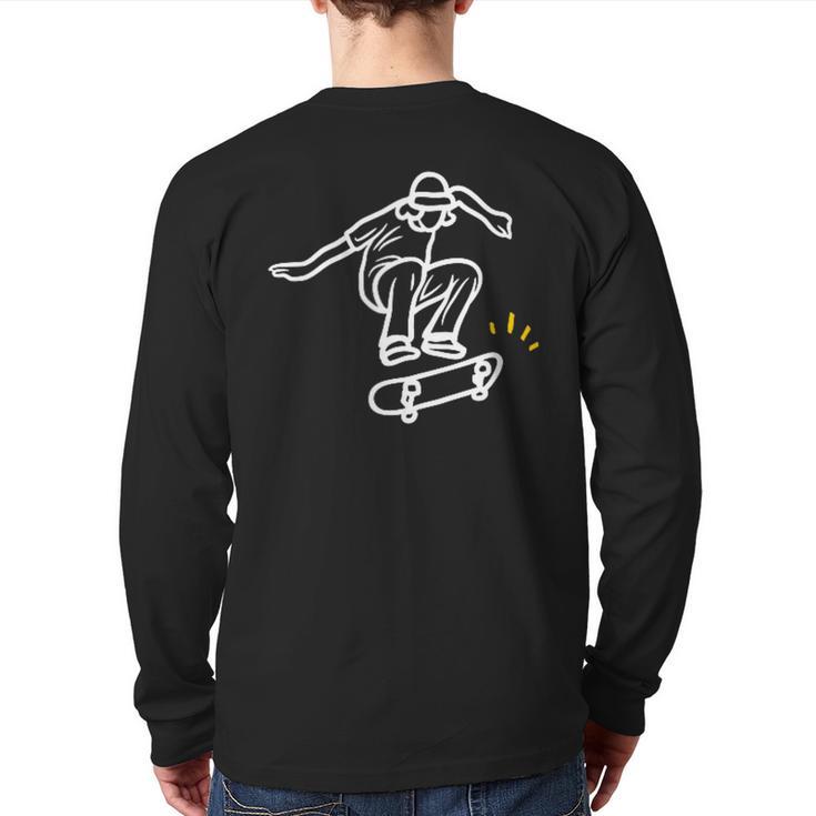 Retro Vintage Skateboard Minimalist Simple Back Print Long Sleeve T-shirt