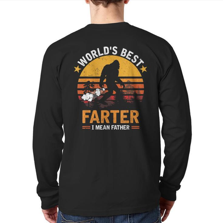 Retro World's Best Farter I Mean Father Bigfoot Father's Day Back Print Long Sleeve T-shirt