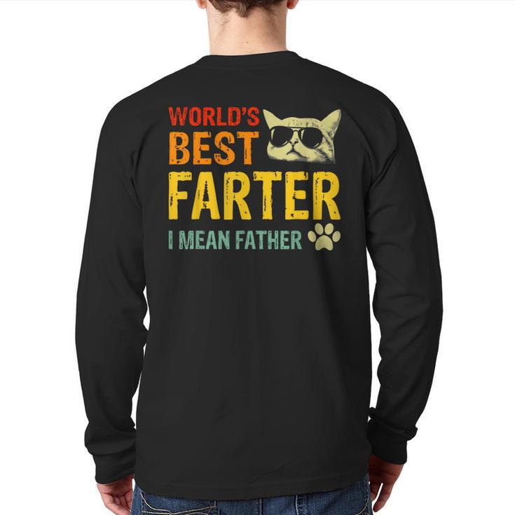 Retro Worlds Best Farter I Mean Father Best Cat Dad Ever Back Print Long Sleeve T-shirt