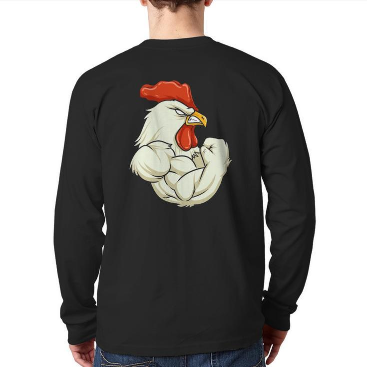 Rooster At The Gym Swole Workout  Back Print Long Sleeve T-shirt