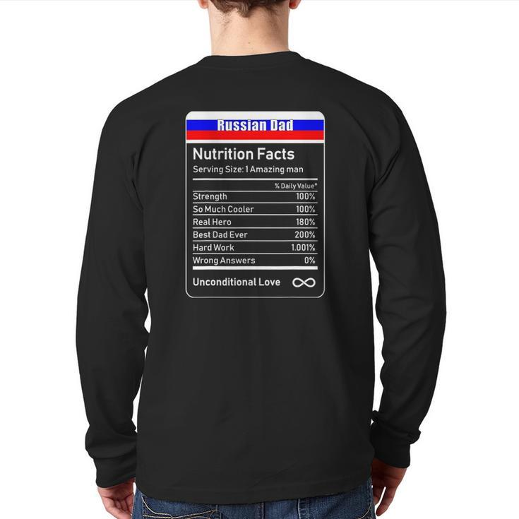 Russian Dad Nutrition Facts Fathers Day Back Print Long Sleeve T-shirt