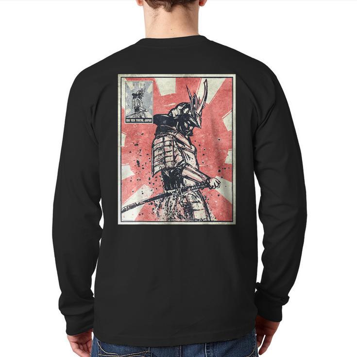 Samurai Warrior Bushido Vintage Retro Japanese Aesthetic Back Print Long Sleeve T-shirt