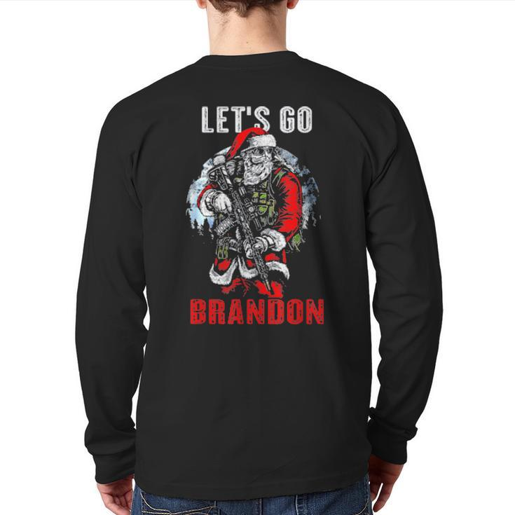 Santa Claus Veteran Let’S Go Brandon Tee Back Print Long Sleeve T-shirt