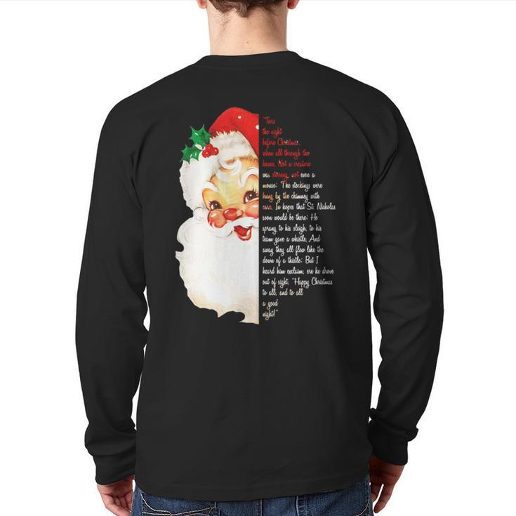 Santa Twas The Night Before Christmas Matching Pajamas Back Print Long Sleeve T-shirt