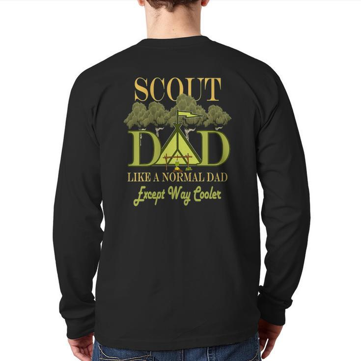 Scout Dad Cub Leader Boy Camping Scouting Men Back Print Long Sleeve T-shirt