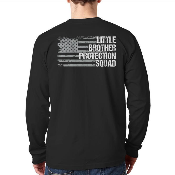 Security Brother Protection Squad Boys Dad Grandpa Us Flag Back Print Long Sleeve T-shirt