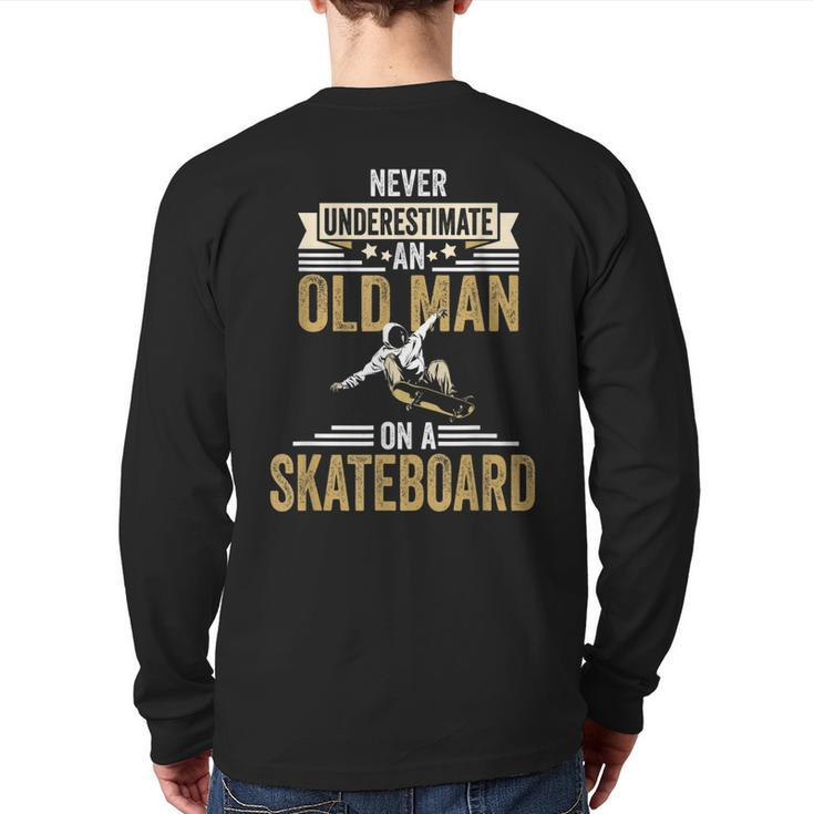 Skateboard Grandpa Father's Day  Back Print Long Sleeve T-shirt