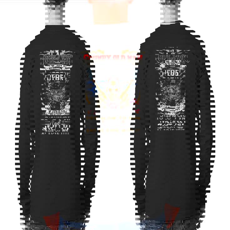 Skull I'm A Grumpy Old Man I Was Born In October Back Print Long Sleeve T-shirt