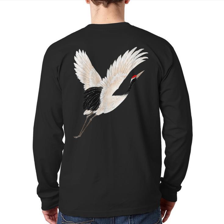 Snow Crane Bird White Bird Watching Expert Bird Photographer Back Print Long Sleeve T-shirt