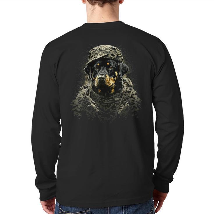 Soldier Rottweiler Army Military Rottweiler Back Print Long Sleeve T-shirt