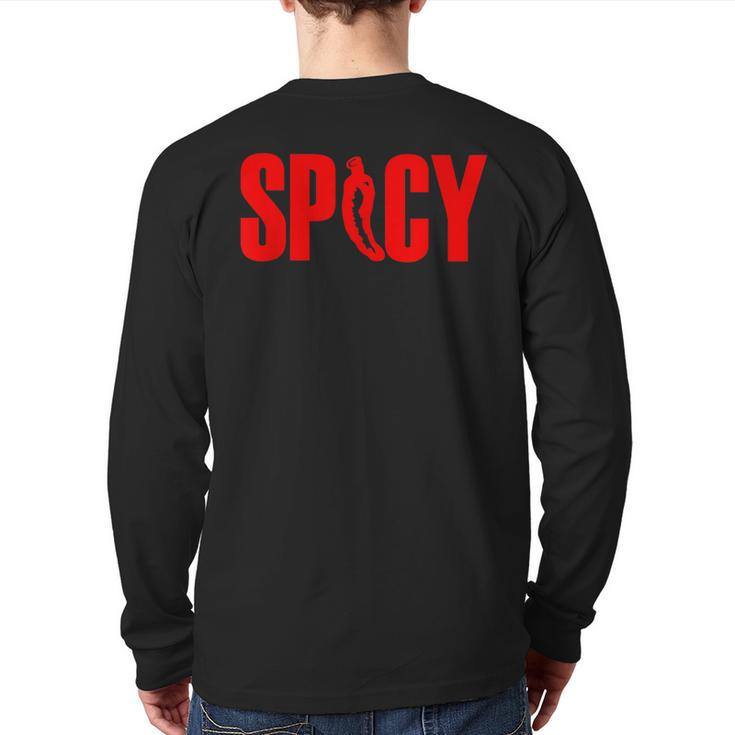 Spicy Chilli Pepper Novelty Flaming Hot Spicy Pepper Back Print Long Sleeve T-shirt