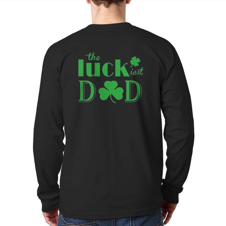 St Patrick's Day The Luckiest Dad Back Print Long Sleeve T-shirt