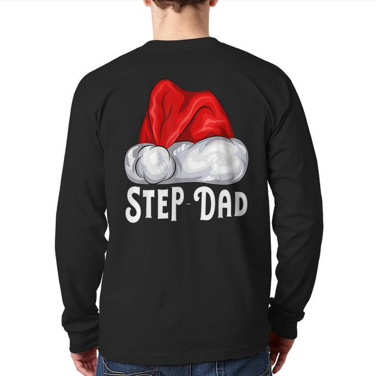 Step Dad Claus Christmas Lights Pajama Family Matching Back Print Long Sleeve T-shirt