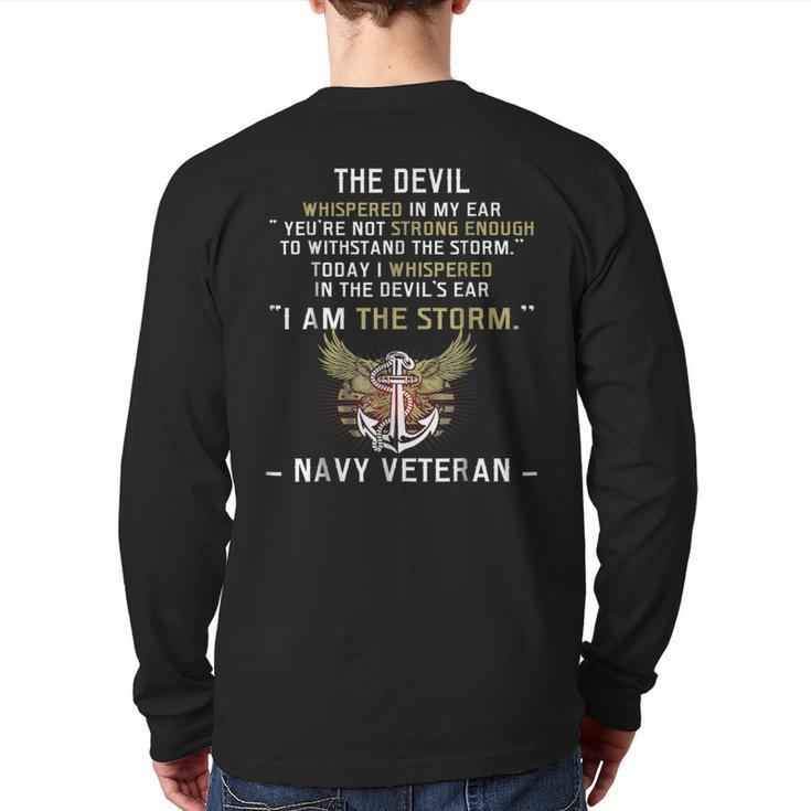 I Am The Storm Navy Veteran Back Print Long Sleeve T-shirt