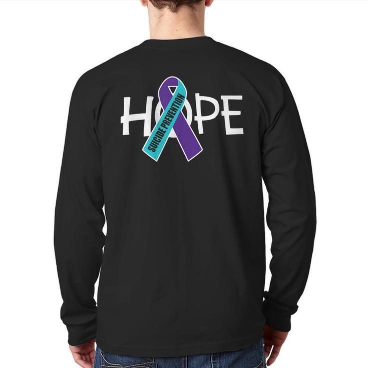 Suicide Prevention Purple Turquoise Ribbon Hope Back Print Long Sleeve T-shirt