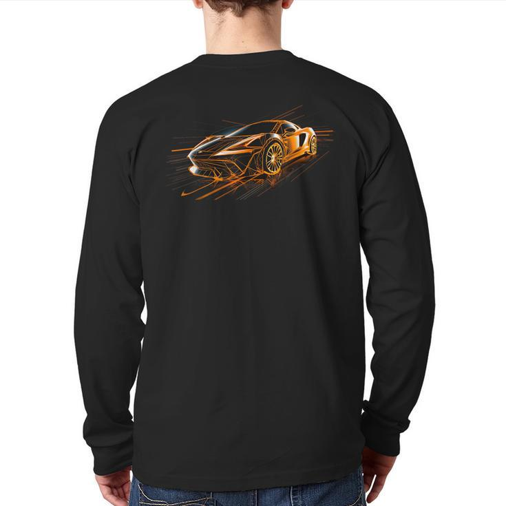 Supercar Exotic Sports Car Concept Car Poster Style Graphic Back Print Long Sleeve T-shirt