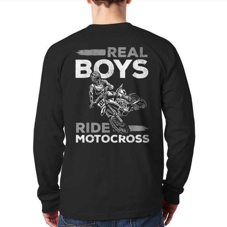 Supercross Dirt Bike Motorcycle Real Boys Ride Motocross Back Print Long Sleeve T-shirt