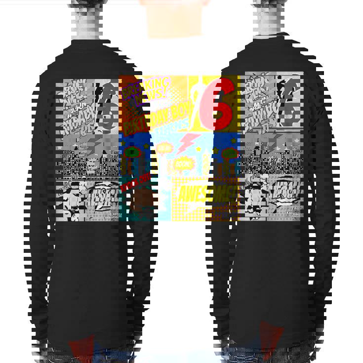 Superhero Birthday Boys 6 Amazing Awesome Super Back Print Long Sleeve T-shirt