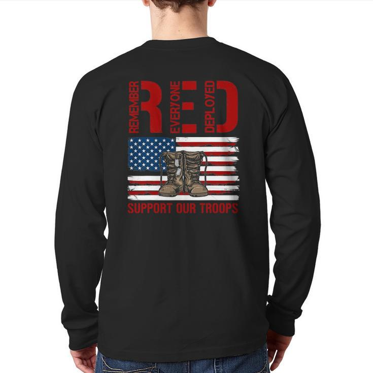 Support Our Troops Soldier Veteran Red Friday Military Back Print Long Sleeve T-shirt