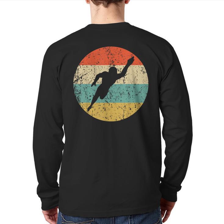 Swimmer Silhouette Retro Swimming Back Print Long Sleeve T-shirt