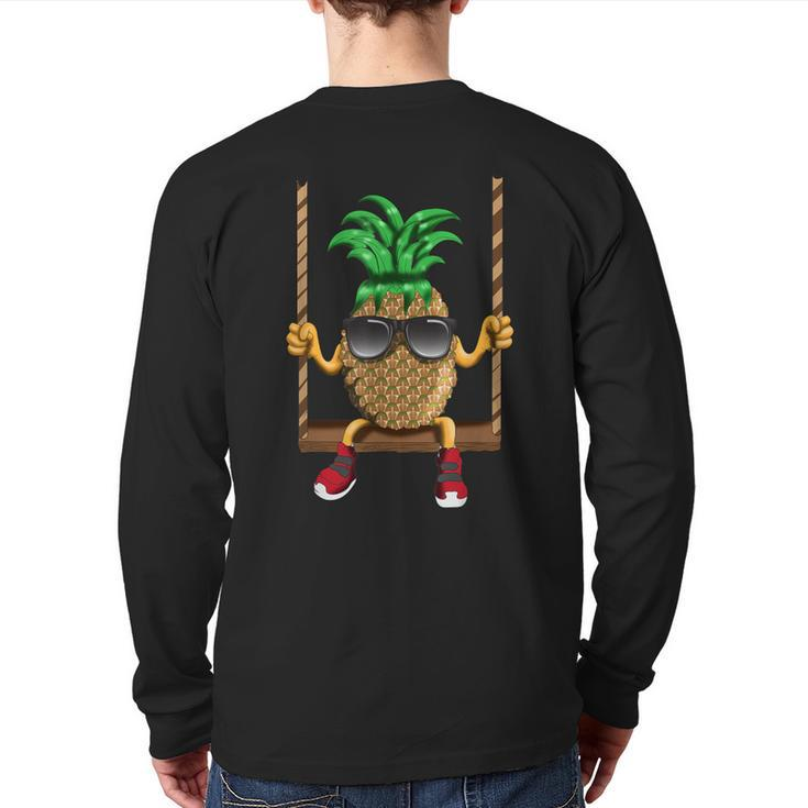Swinging Pineapple Swing Beach Sun Swinging Fruit Fruit Back Print Long Sleeve T-shirt