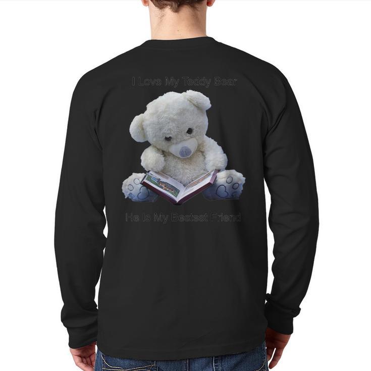 Teddy Bear I Love My Teddy Bear Reading Book Lg Alt Back Print Long Sleeve T-shirt