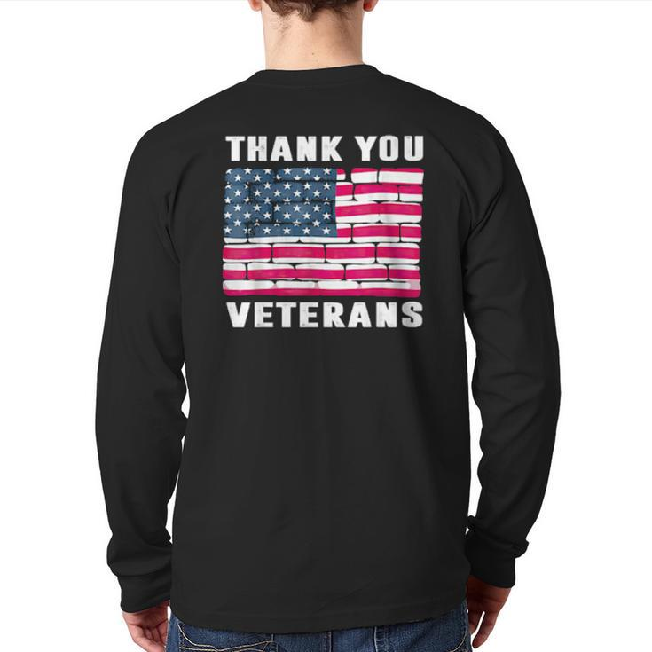 Thank You Veterans Veteran Day Back Print Long Sleeve T-shirt
