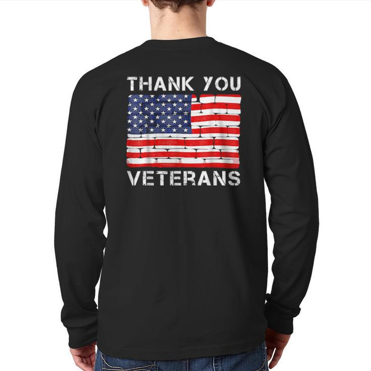 Thank You Veterans Veteran Day Us Flag Back Print Long Sleeve T-shirt